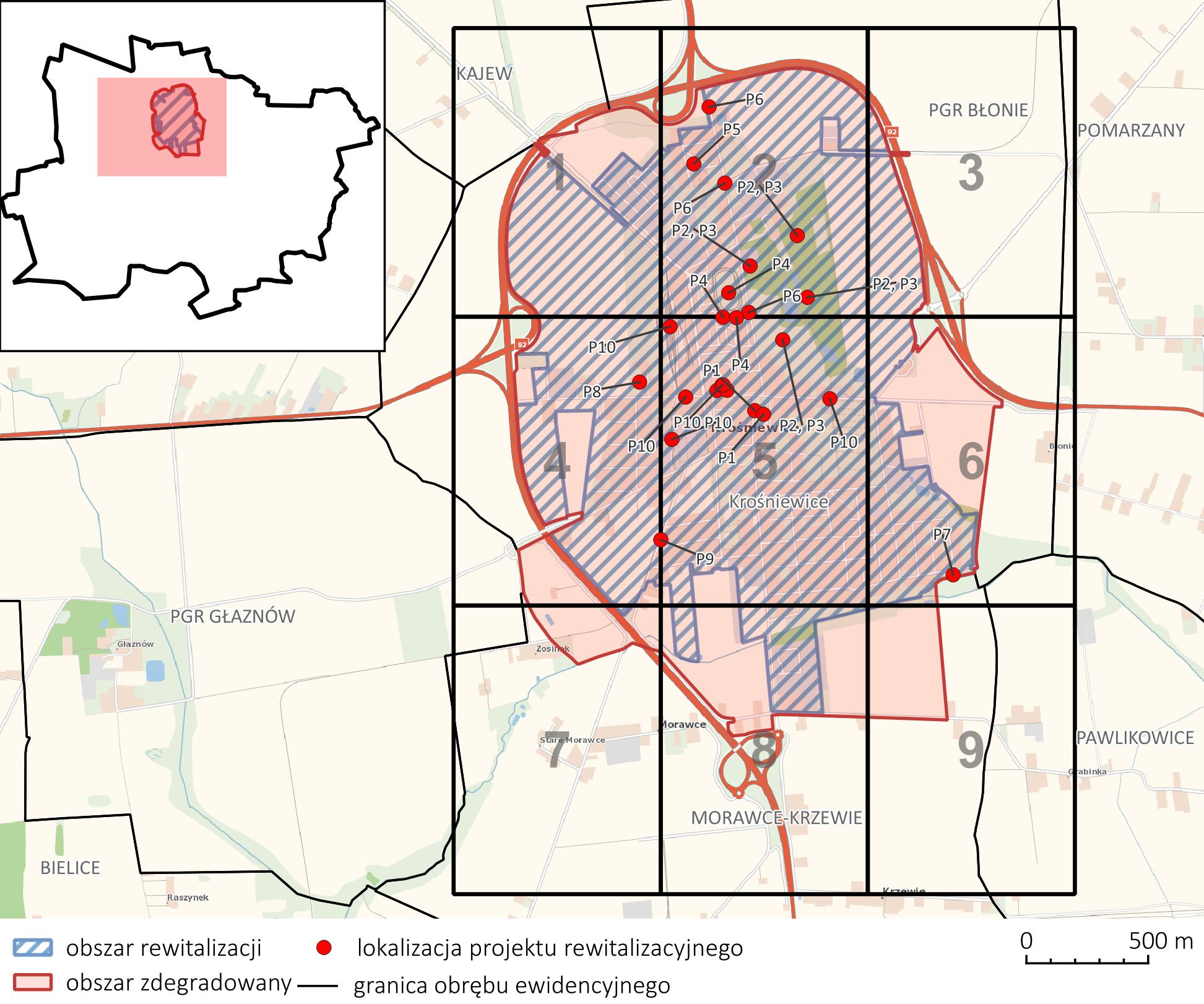 mapa poglądowa związana z Gminnym Programem Rewitalizacji